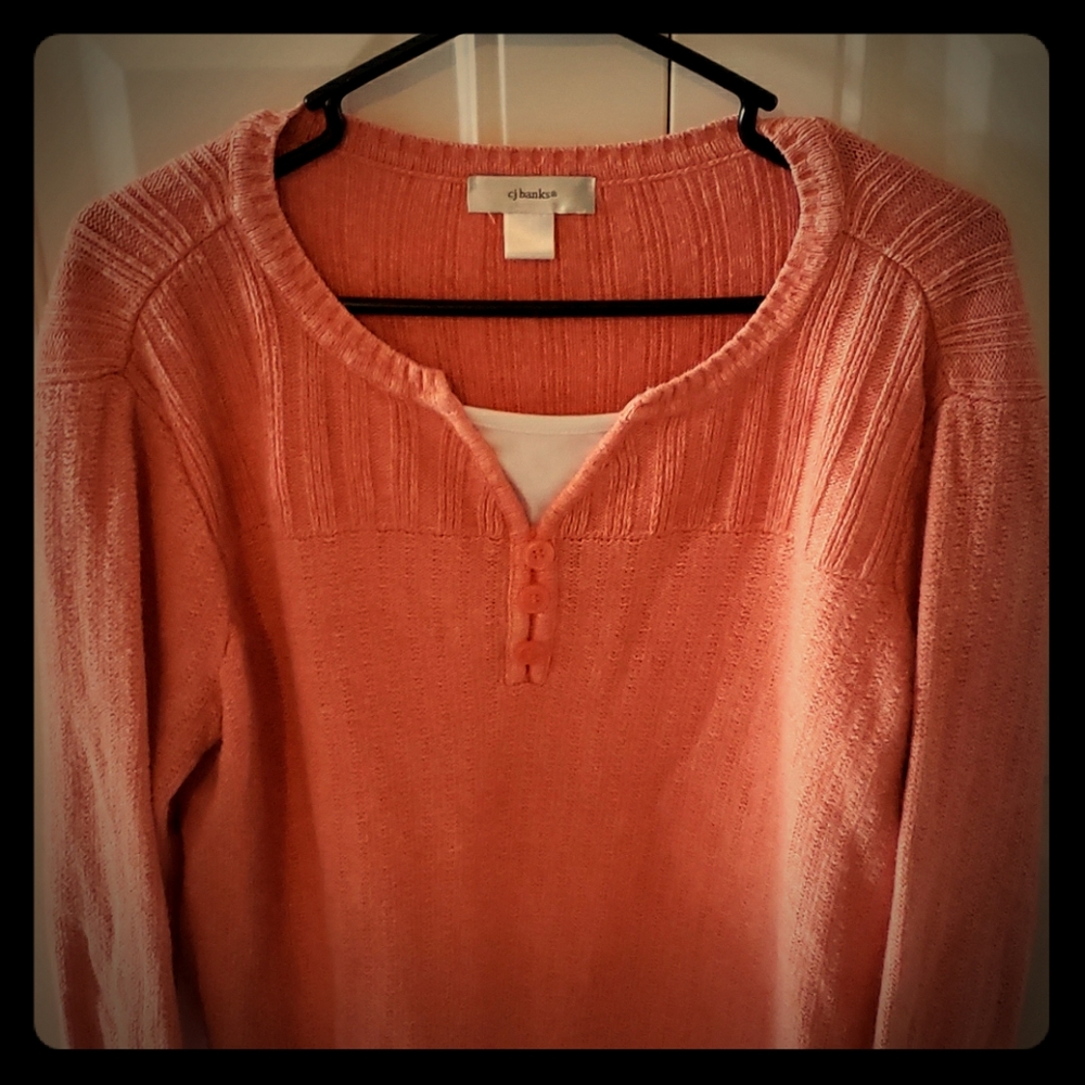 CJ Banks pullover sweater with sewn in insert